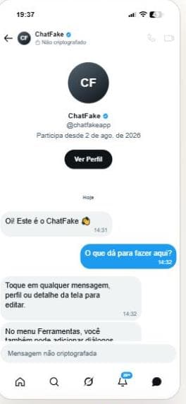 Exemplo de conversa criada no gerador de DM do X Twitter