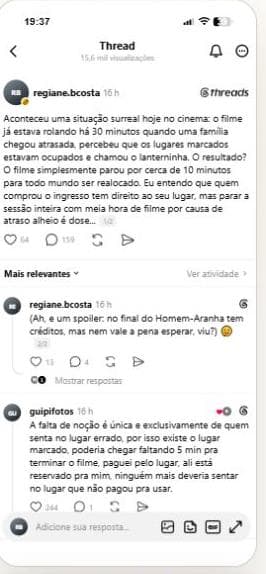 Exemplo de publicação criada no gerador de post fake do Threads